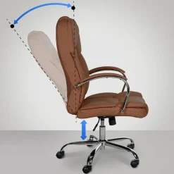 CLP Bureaustoel XXL Xanthos chroom Frame - Kunstleer - licht bruin