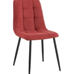 CLP Eetkamerstoel Antibes zwart Frame - Ribstof - bordeauxrood