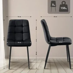 CLP Eetkamerstoel Antibes zwart Frame - Fluweel - zwart