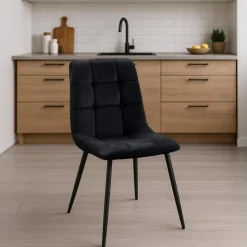 CLP Eetkamerstoel Antibes zwart Frame - Fluweel - zwart