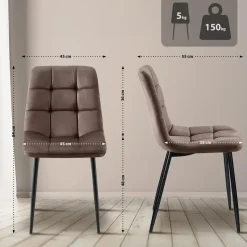 CLP Eetkamerstoel Antibes zwart Frame - Fluweel - bruin