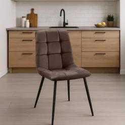 CLP Eetkamerstoel Antibes zwart Frame - Fluweel - bruin