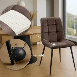 CLP Eetkamerstoel Antibes zwart Frame - Fluweel - bruin