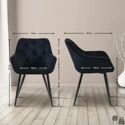 CLP Eetkamerstoel Cassis zwart Frame - Fluweel - zwart