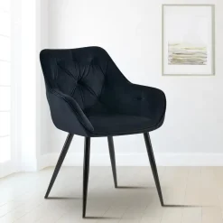 CLP Eetkamerstoel Cassis zwart Frame - Fluweel - zwart