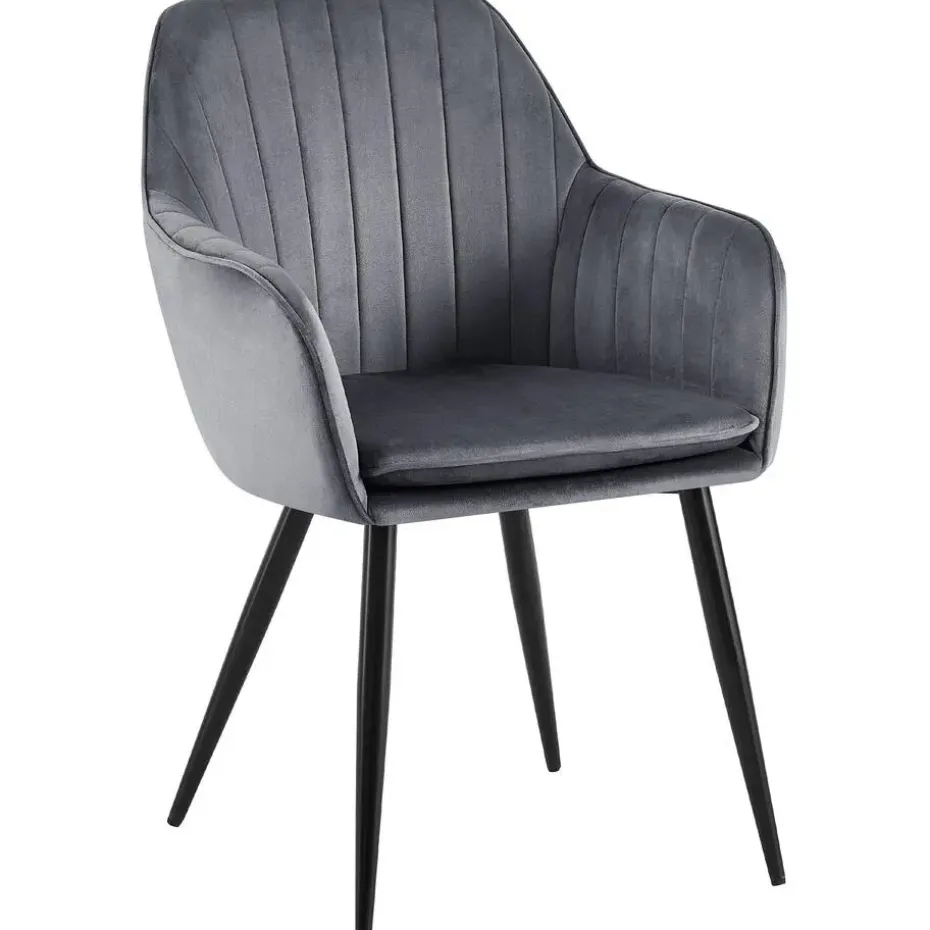 CLP Eetkamerstoel Cheryl zwart Frame - Metaal - donkergrijs