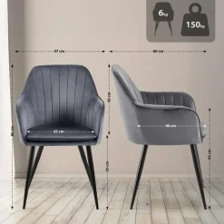 CLP Eetkamerstoel Cheryl zwart Frame - Metaal - donkergrijs