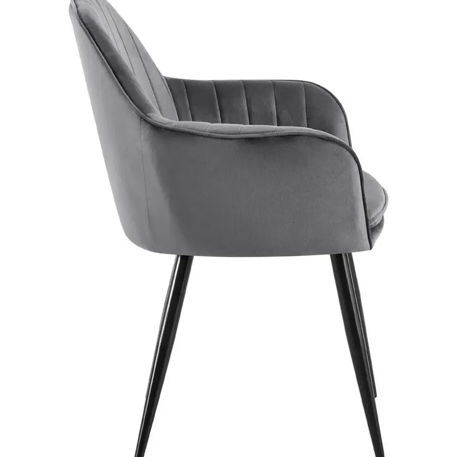 CLP Eetkamerstoel Cheryl zwart Frame - Metaal - donkergrijs