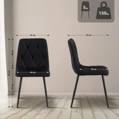 CLP Eetkamerstoel Clairton zwart Frame - Stof - zwart