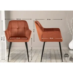 CLP Eetkamerstoel Emia zwart Frame - Fluweel - bruin