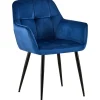 CLP Eetkamerstoel Emia zwart Frame - Fluweel - blauw