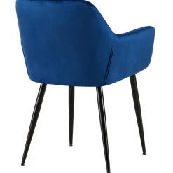 CLP Eetkamerstoel Emia zwart Frame - Fluweel - blauw