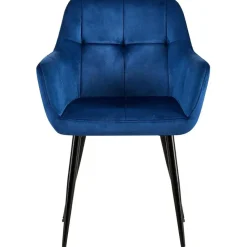 CLP Eetkamerstoel Emia zwart Frame - Fluweel - blauw