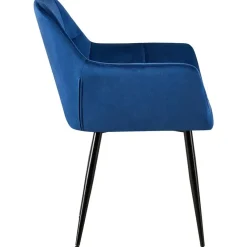 CLP Eetkamerstoel Emia zwart Frame - Fluweel - blauw