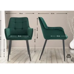 CLP Eetkamerstoel Ferndale zwart Frame - Kunststof - donkergroen