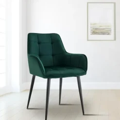 CLP Eetkamerstoel Ferndale zwart Frame - Kunststof - donkergroen