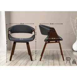 CLP Eetkamerstoel Foley walnoot Frame - Stof - walnoot/grijs