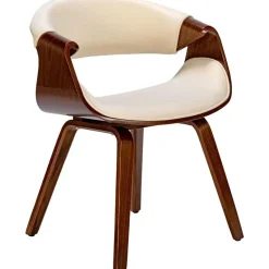 CLP Eetkamerstoel Foley walnoot Frame - Stof - walnoot/creme