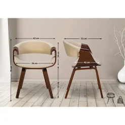 CLP Eetkamerstoel Foley walnoot Frame - Stof - walnoot/creme