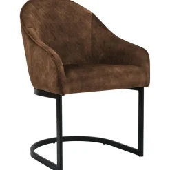 CLP Eetkamerstoel Jarik zwart Frame - Fluweel - koffie