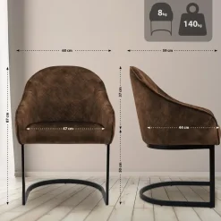 CLP Eetkamerstoel Jarik zwart Frame - Fluweel - koffie