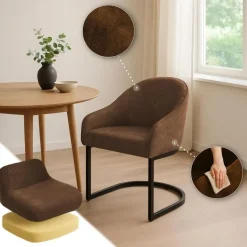 CLP Eetkamerstoel Jarik zwart Frame - Fluweel - koffie