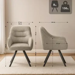 CLP Eetkamerstoel Pettuli zwart Frame - Stof - taupe