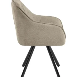 CLP Eetkamerstoel Pettuli zwart Frame - Stof - taupe