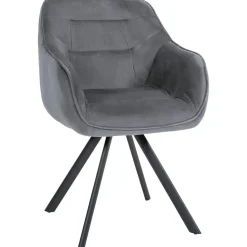 CLP Eetkamerstoel Russel zwart Frame - Fluweel - donkergrijs