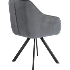 CLP Eetkamerstoel Russel zwart Frame - Fluweel - donkergrijs