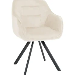 CLP Eetkamerstoel Russel zwart Frame - Fluweel - creme