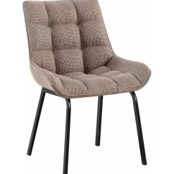 CLP Eetkamerstoel Saranda zwart Frame - Stof - terrabruin