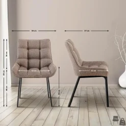 CLP Eetkamerstoel Saranda zwart Frame - Stof - terrabruin