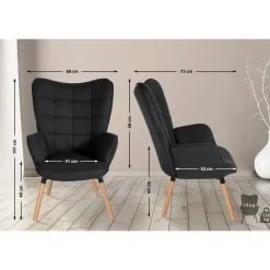 CLP Fauteuil Garding natura Frame - Stof - zwart