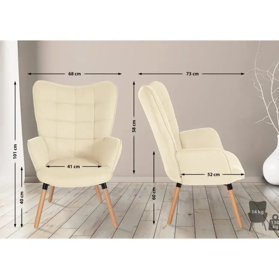 CLP Fauteuil Garding natura Frame - Stof - creme