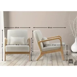 CLP Fauteuil Hibbing natura Frame - Hout - creme