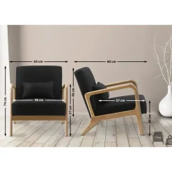 CLP Fauteuil Hibbing natura Frame - Hout - zwart