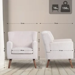 CLP Fauteuil Kioni bruin Frame - Ribstof - creme