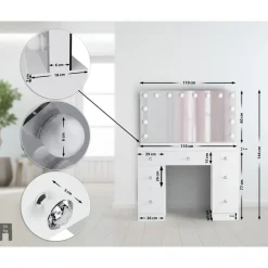 CLP Kaptafel Lerona wit Frame - Hout - wit