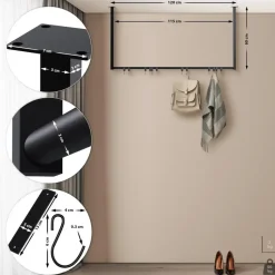 CLP Kledingrek Fenton 60x120x7 cm - zwart