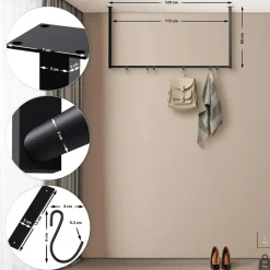 CLP Kledingrek Fenton 60x120x7 cm - zwart