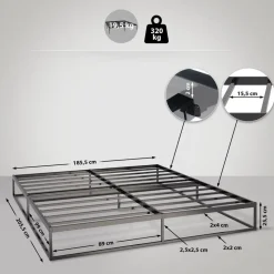 CLP Metalen bed Scala 200x180x25 cm - Zwart