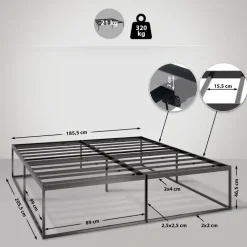 CLP Metalen bed Scala 200x180x46 cm - Zwart