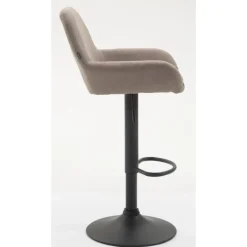 CLP Set van 2 Barkruk Braga zwart Frame - Stof - taupe