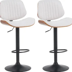 CLP Set van 2 Barkruk Clawson zwart Frame - Stof - walnoot/creme