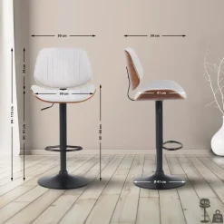 CLP Set van 2 Barkruk Clawson zwart Frame - Stof - walnoot/creme