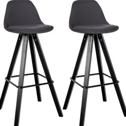 CLP Set van 2 Barkruk Corbin zwart Frame - Stof - donkergrijs