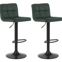 CLP Set van 2 Barkruk Feni zwart Frame - Fluweel - groen