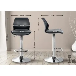 CLP Set van 2 Barkruk Gilbert chroom Frame - Kunststof - zwart