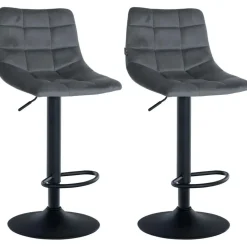 CLP Set van 2 Barkruk Jerry zwart Frame - Fluweel - donkergrijs